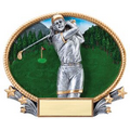 Golf, Female 3D Oval Resin Awards -Large - 8-1/4" x 7" Tall
